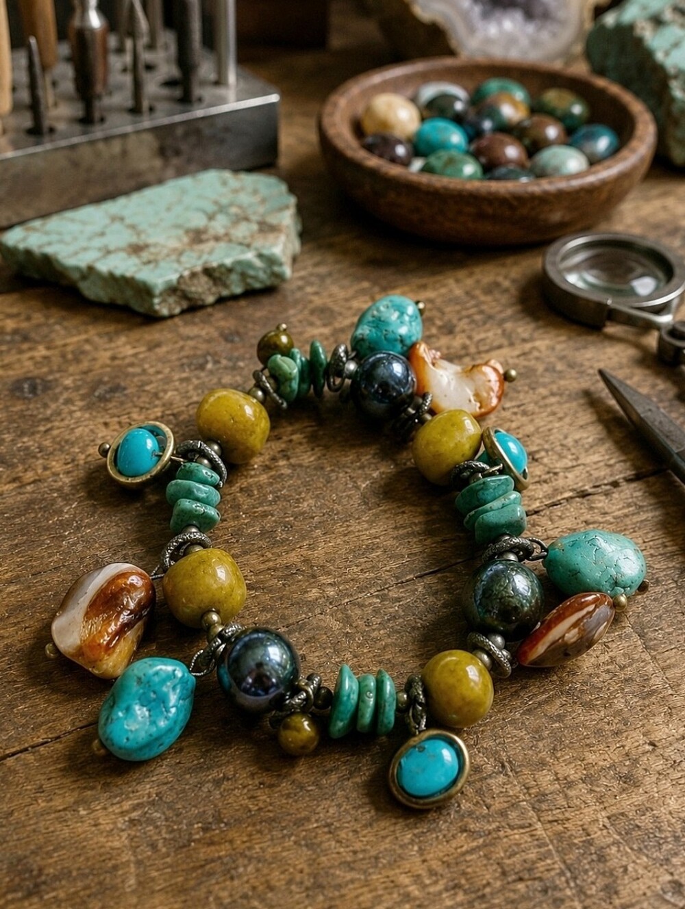 Baubles and Beads Stretch Bracelet Turquoise Color And Shells